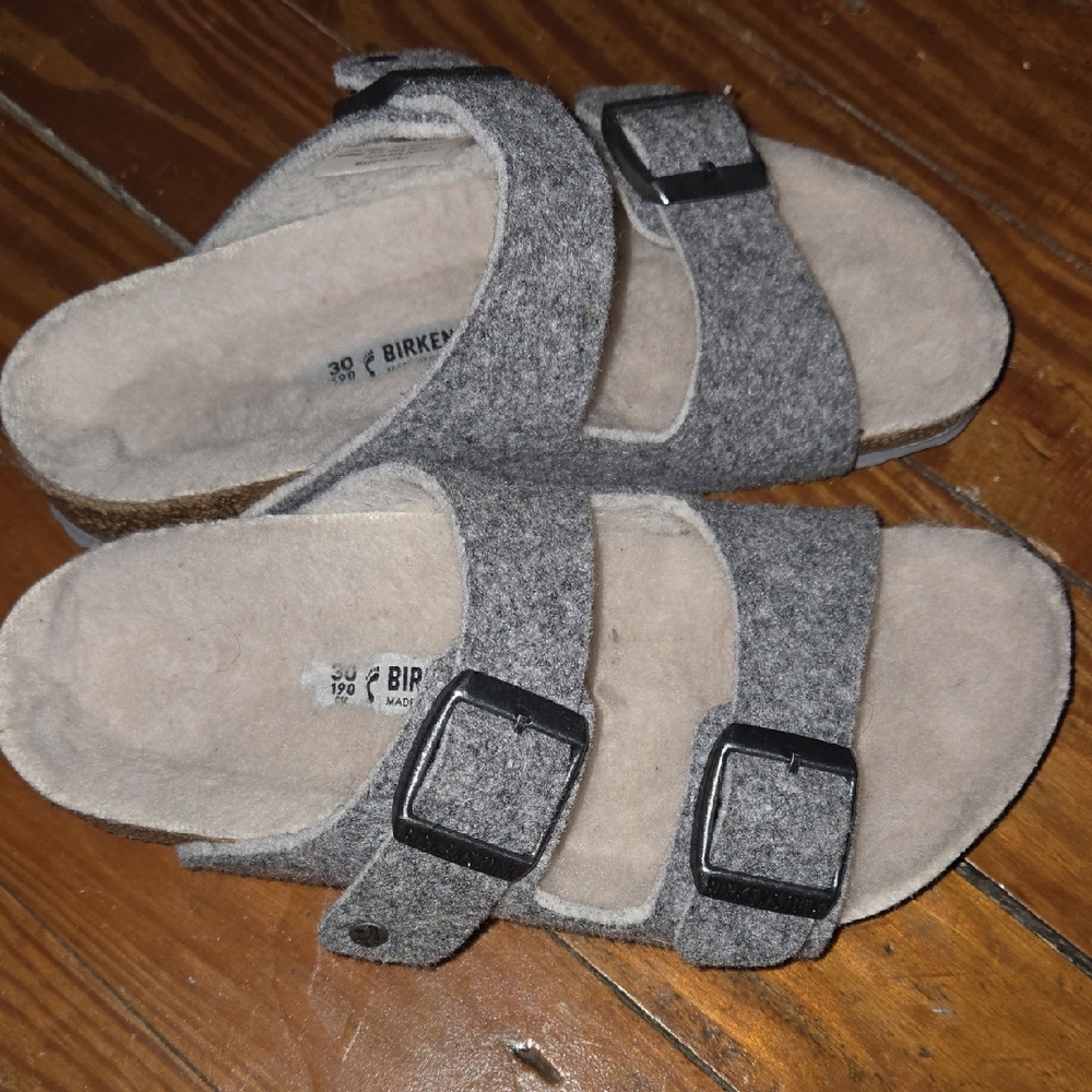 Birkenstock Gray Sandals with Black Accents